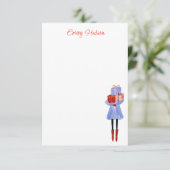 Waterverf Mode Meisje gepersonaliseerd Bedankkaart (Staand voorkant)