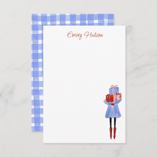 Waterverf Mode Meisje gepersonaliseerd Bedankkaart (Voorkant / Achterkant)