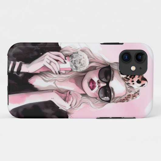 Waterverf mode meisje met ijs Case-Mate iPhone case (Achterkant (horizontaal))