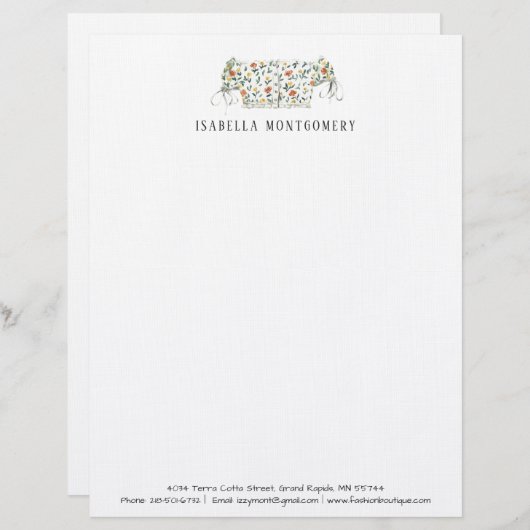 Waterverf Mode Ontwerp Letterhead op maat Briefhoofd (Voorkant / Achterkant)