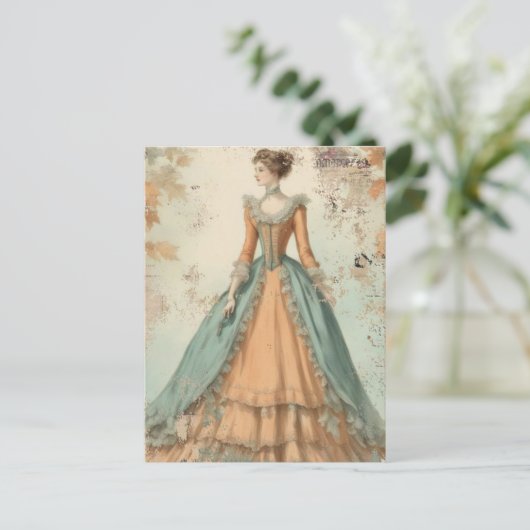 Waterverf  Mode Vrouw Collage Briefkaart (Staand voorkant)