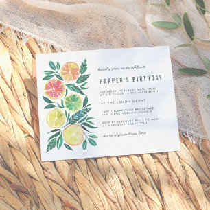 Waterverf Modern Birthday Party Invitation Uitnodiging Briefkaart