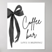 Waterverf Modern Black Bow Coffee Bar Teken Poster (Voorkant)