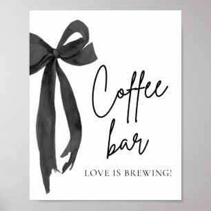 Waterverf Modern Black Bow Coffee Bar Teken Poster