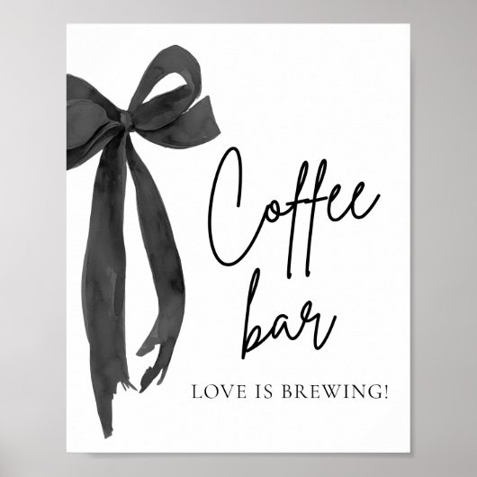 Waterverf Modern Black Bow Coffee Bar Teken Poster (Voorkant)