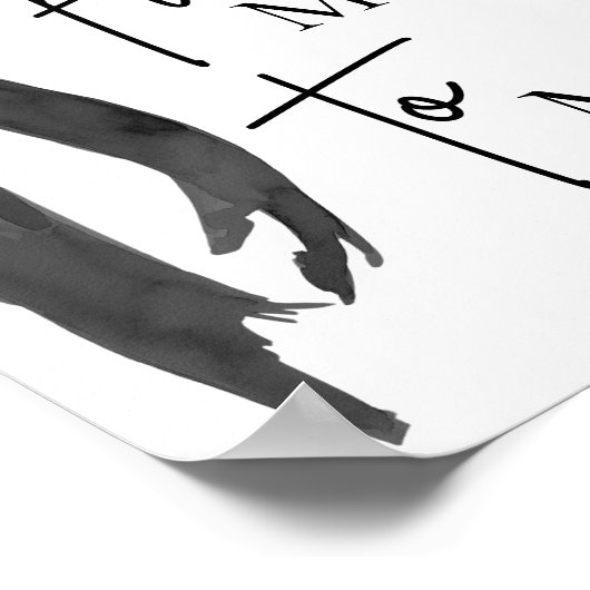 Waterverf Modern Black Bow Van Miss naar Mrs Sign Poster (Hoek)