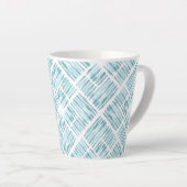 Waterverf modern blauw gestreept diagonaal patroon latte mok (Rechterhoek)
