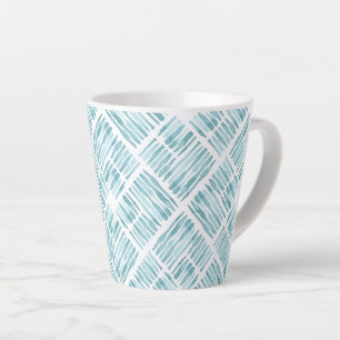 Waterverf modern blauw gestreept diagonaal patroon latte mok