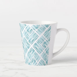 Waterverf modern blauw gestreept diagonaal patroon latte mok