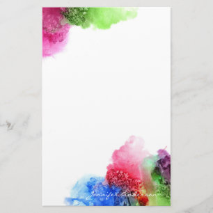 Waterverf Modern Blauw Groen Rood Gepersonaliseerd Briefpapier