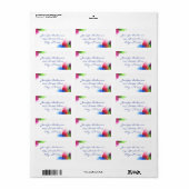 Waterverf Modern Blue Green Red op maat Etiket (Full Sheet)