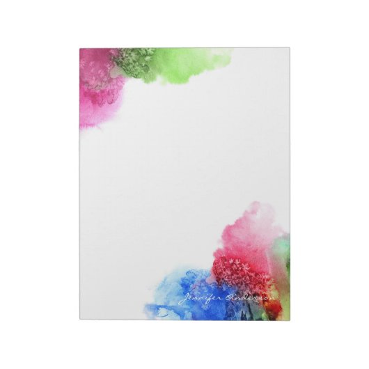 Waterverf Modern Blue Green Red op maat Notitieblok (Linkerzijde)