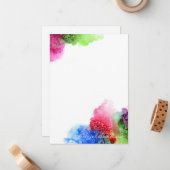 Waterverf Modern Blue Green Red op maat Notitiekaartje (Voorkant / Achterkant in situ)