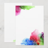 Waterverf Modern Blue Green Red op maat Notitiekaartje (Voorkant / Achterkant)