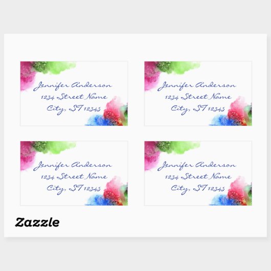 Waterverf Modern Blue Green Red op maat Rechthoekige Sticker (Vel)