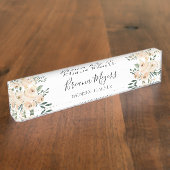 Waterverf Modern Blush Peach Hydrangeas Business Naambordje (Zijkant)