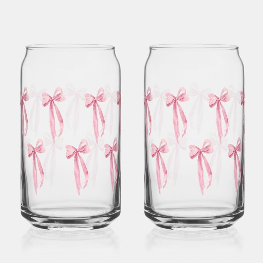 Waterverf Modern Blush Pink Bow Ribbon Blikvorm Glas (Voorkant)