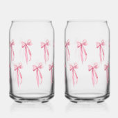 Waterverf Modern Blush Pink Bow Ribbon Blikvorm Glas (Links)