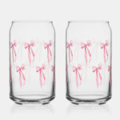 Waterverf Modern Blush Pink Bow Ribbon Blikvorm Glas (Achterkant)