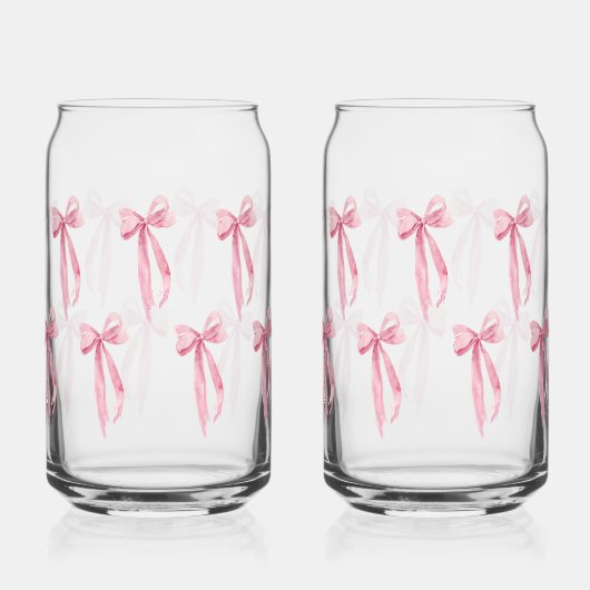 Waterverf Modern Blush Pink Bow Ribbon Blikvorm Glas (Achterkant)