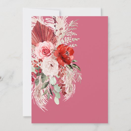 Waterverf Modern Boho Elegant Bloemen Bruiloft Kaart (Achterkant)