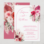 Waterverf Modern Boho Elegant Bloemen Bruiloft Kaart (Voorkant / Achterkant)