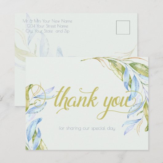 Waterverf Modern Boho Leafy Branches Briefkaart (Voorkant / Achterkant)