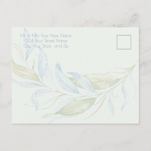 Waterverf Modern Boho Leafy Branches Briefkaart (Achterkant)