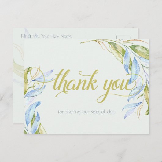 Waterverf Modern Boho Leafy Branches Briefkaart (Voorkant / Achterkant)