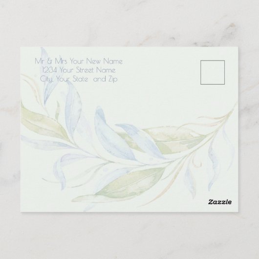 Waterverf Modern Boho Leafy Branches Briefkaart (Achterkant)
