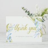 Waterverf Modern Boho Leafy Branches Dank u Bedankkaart (Staand voorkant)