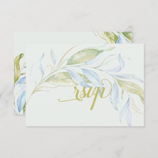 Waterverf Modern Boho Leafy Branches RSVP (Voorkant / Achterkant)