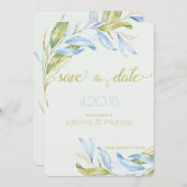 Waterverf Modern Boho Leafy Branches STD Save The Date (Voorkant / Achterkant)