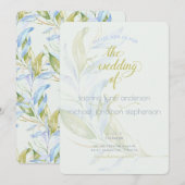 Waterverf Modern Boho Leafy Branches Wedding Kaart (Voorkant / Achterkant)