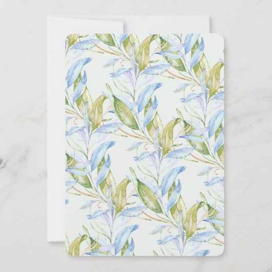 Waterverf Modern Boho Leafy Branches Wedding Kaart (Achterkant)