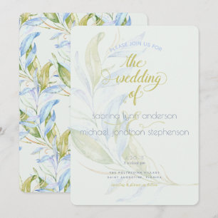 Waterverf Modern Boho Leafy Branches Wedding Kaart