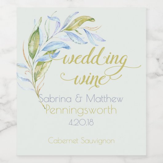 Waterverf Modern Boho Leafy Branches Wijnlabel Wijn Etiket (Enkel label)