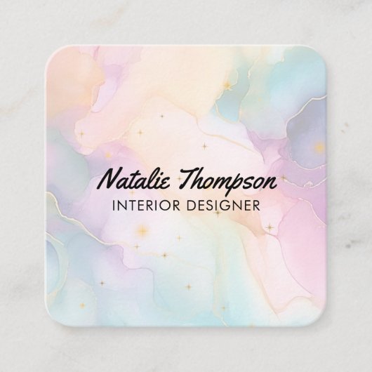 Waterverf Modern Branding en Marketing Abstract Vierkante Visitekaartje (Voorkant)