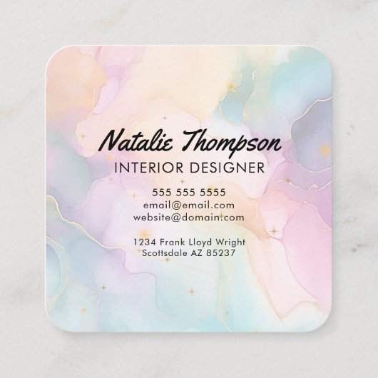 Waterverf Modern Branding en Marketing Abstract Vierkante Visitekaartje (Achterkant)