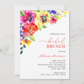 Waterverf Modern Bright Floral Bridal Brunch Kaart (Voorkant)