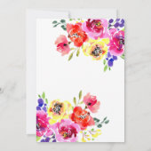 Waterverf Modern Bright Floral Bridal Brunch Kaart (Achterkant)