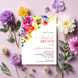 Waterverf Modern Bright Floral Bridal Brunch Kaart