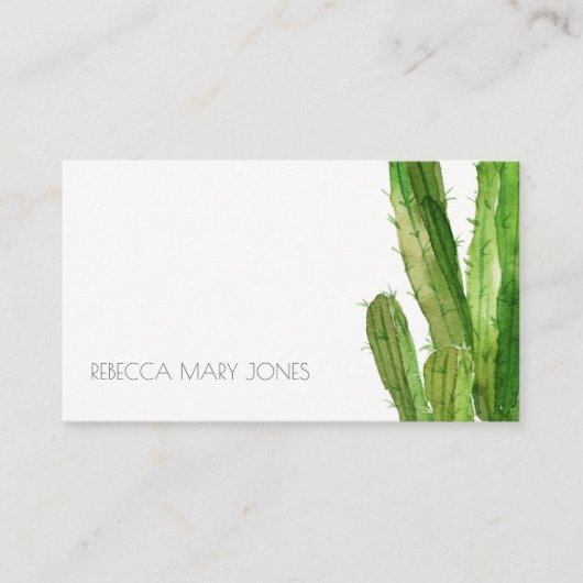 WATERVERF MODERN DESERT GREEN CACTUS FOLIAGE VISITEKAARTJE (Voorkant)