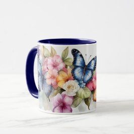 Waterverf Modern Elegant Butterfly Flowers Mok