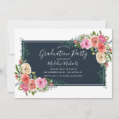 Waterverf Modern Floral Afstuderen Invitation Kaart (Voorkant)