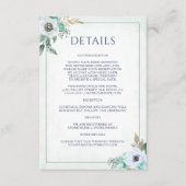 Waterverf Modern Floral Anemone Wedding Details Informatiekaartje (Voorkant)