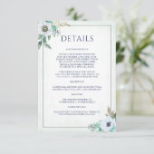 Waterverf Modern Floral Anemone Wedding Details Informatiekaartje (Staand voorkant)