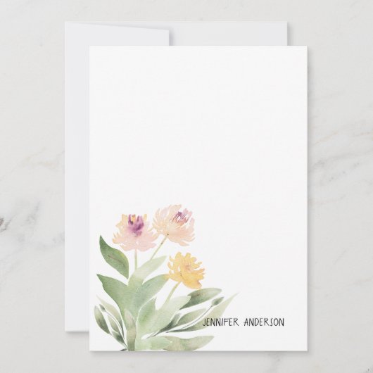 Waterverf Modern Floral Greenery - Gepersonaliseer Notitiekaartje (Voorkant)