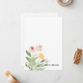 Waterverf Modern Floral Greenery - Gepersonaliseer Notitiekaartje (Voorkant / Achterkant in situ)