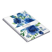 Waterverf Modern Floral Navy Blue Business Notitieboek (Rechterzijde)